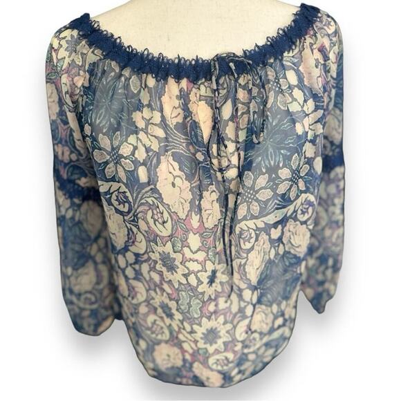 Anthropologie - Foxiedox Sheer Long Sleeve Floral Off the Shoulder Top NWT - Picture 9 of 12